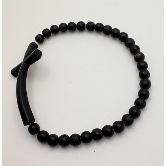 Vintage Black Beaded Cross Bracelet Prayer Beads Religious Faith Jewelry - Picture 4 of 6